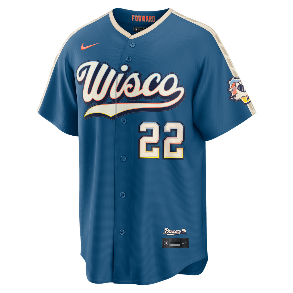Christian Yelich Milwaukee Brewers Nike 2026 City Connect Stadium Jersey - Mineral Blue | MLB Fan Gear