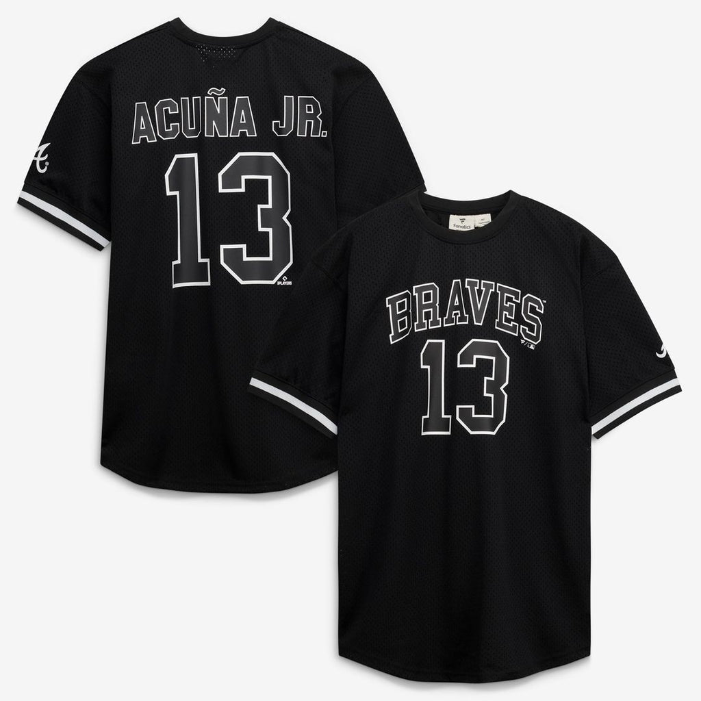Ronald Acuña Jr. Atlanta Braves Fanatics Big & Tall Heavyweight Mesh Jersey - Black/ White | MLB Fan Gear