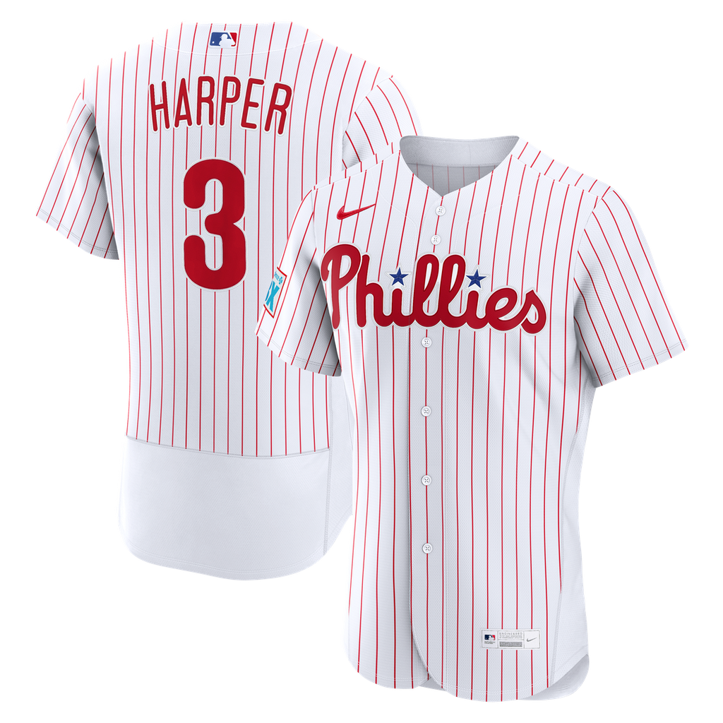 Bryce Harper Philadelphia Phillies Nike Home Authentic Sponsor Patch Jersey - White | MLB Fan Gear