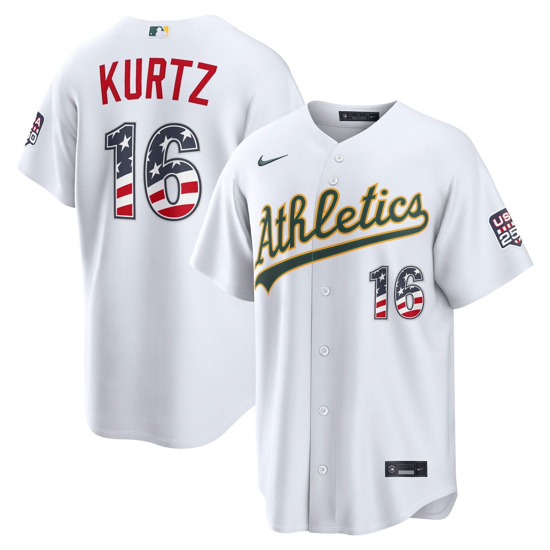 Nick Kurtz Athletics Nike USA 250 Fourth of July Home Stadium Jersey - White | MLB Fan Gear