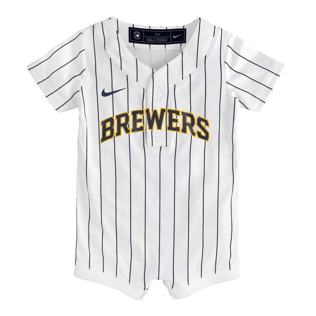 Milwaukee Brewers Nike Newborn & Infant Alternate Replica Romper Jersey - White | MLB Fan Gear