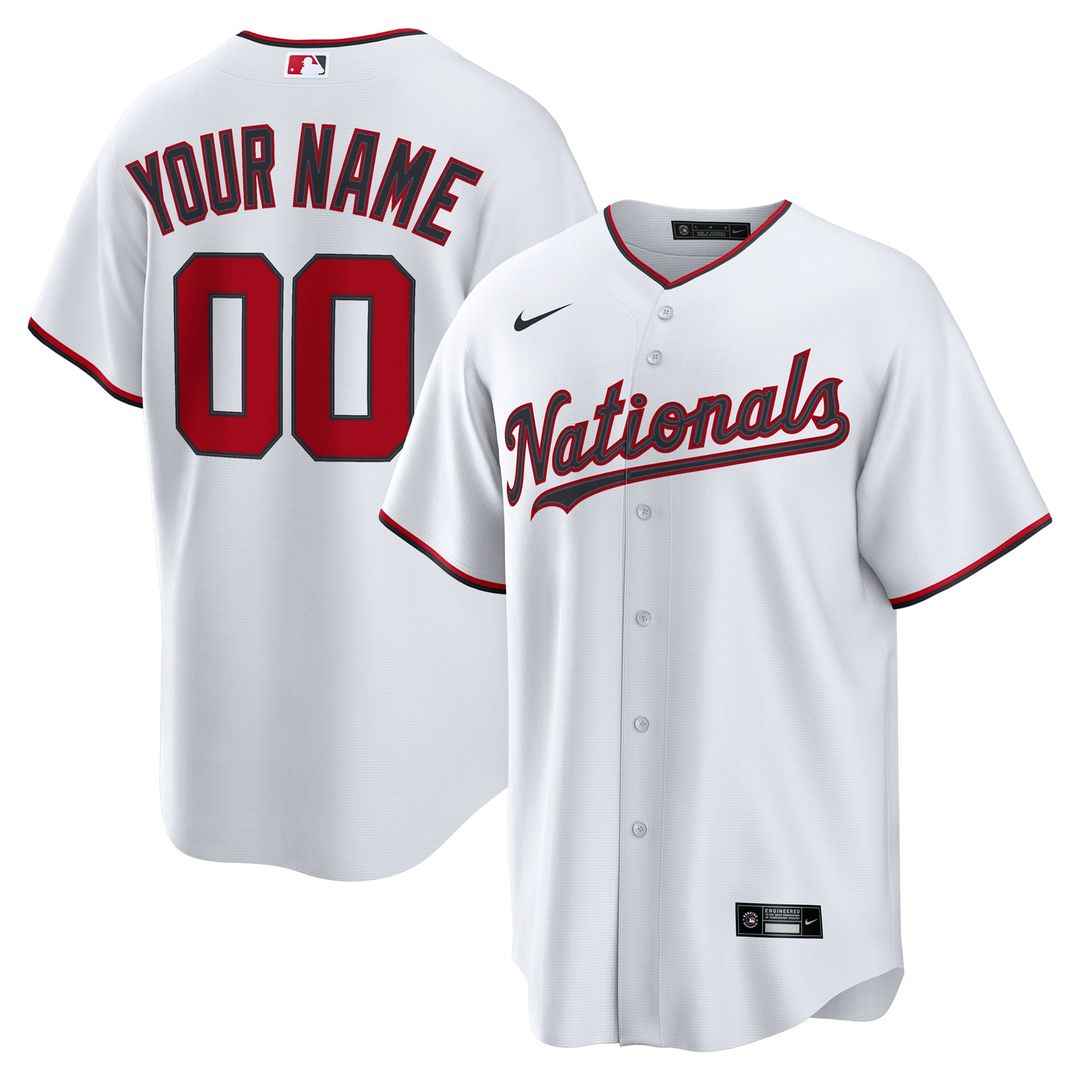 Washington Nationals Nike Home Custom Replica Jersey - White | MLB Fan Gear