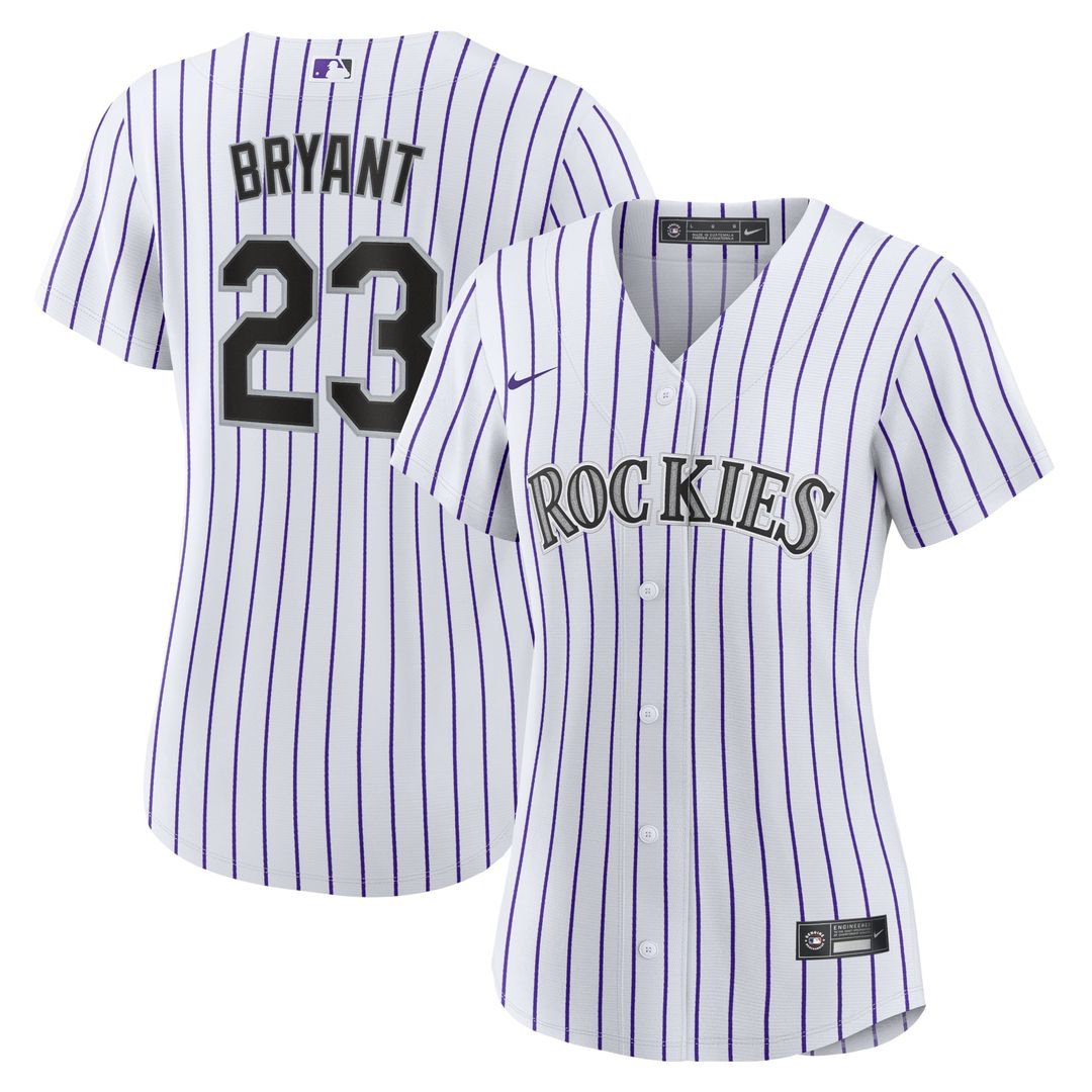 Kris Bryant Colorado Rockies Nike Women's Replica Player Jersey - White/ Purple | MLB Fan Gear