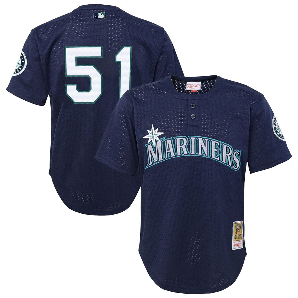 Ichiro Suzuki Seattle Mariners Mitchell & Ness Youth Cooperstown Collection Mesh Batting Practice Jersey - Navy | MLB Fan Gear