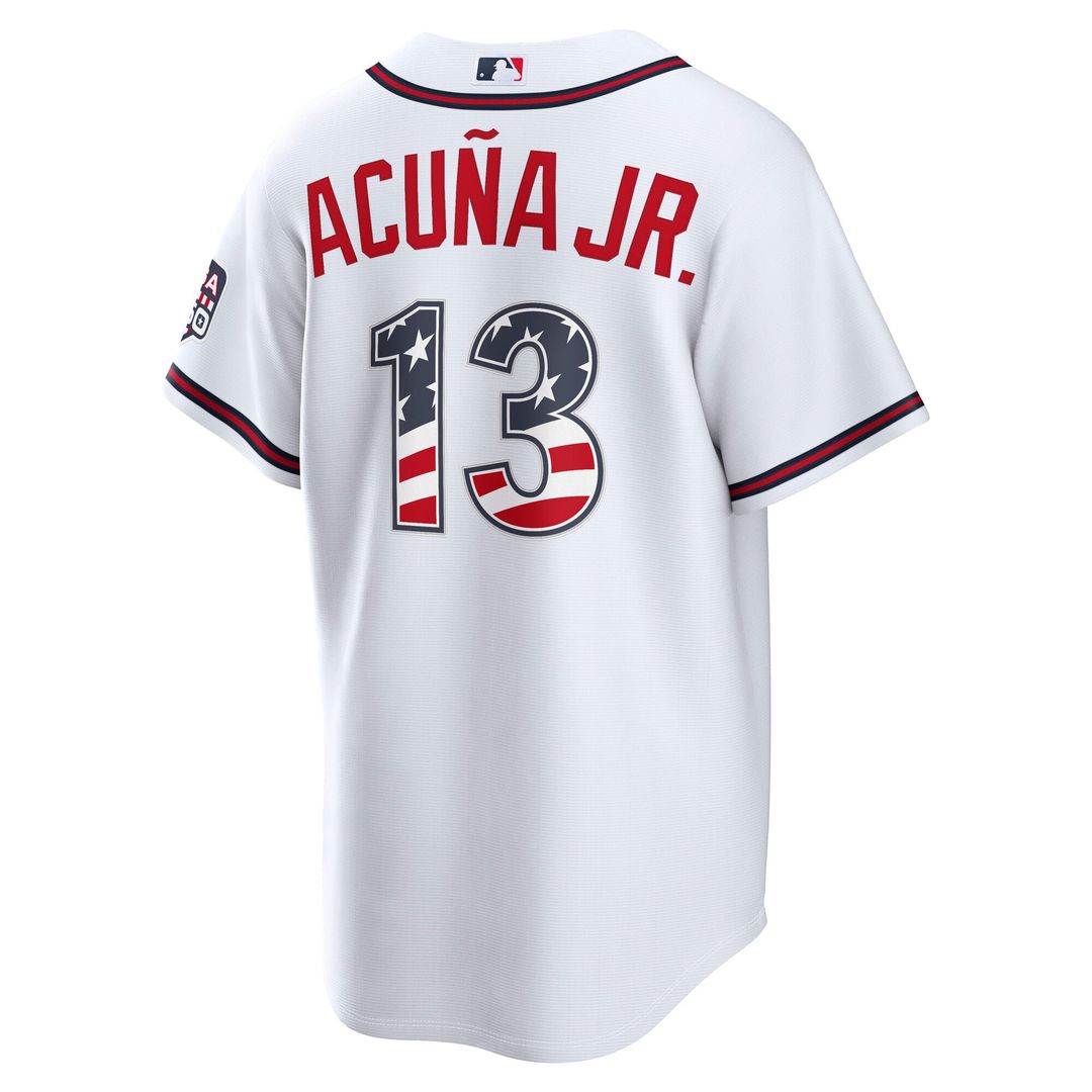 Ronald Acuña Jr. Atlanta Braves Nike USA 250 Fourth of July Home Stadium Jersey - White | MLB Fan Gear