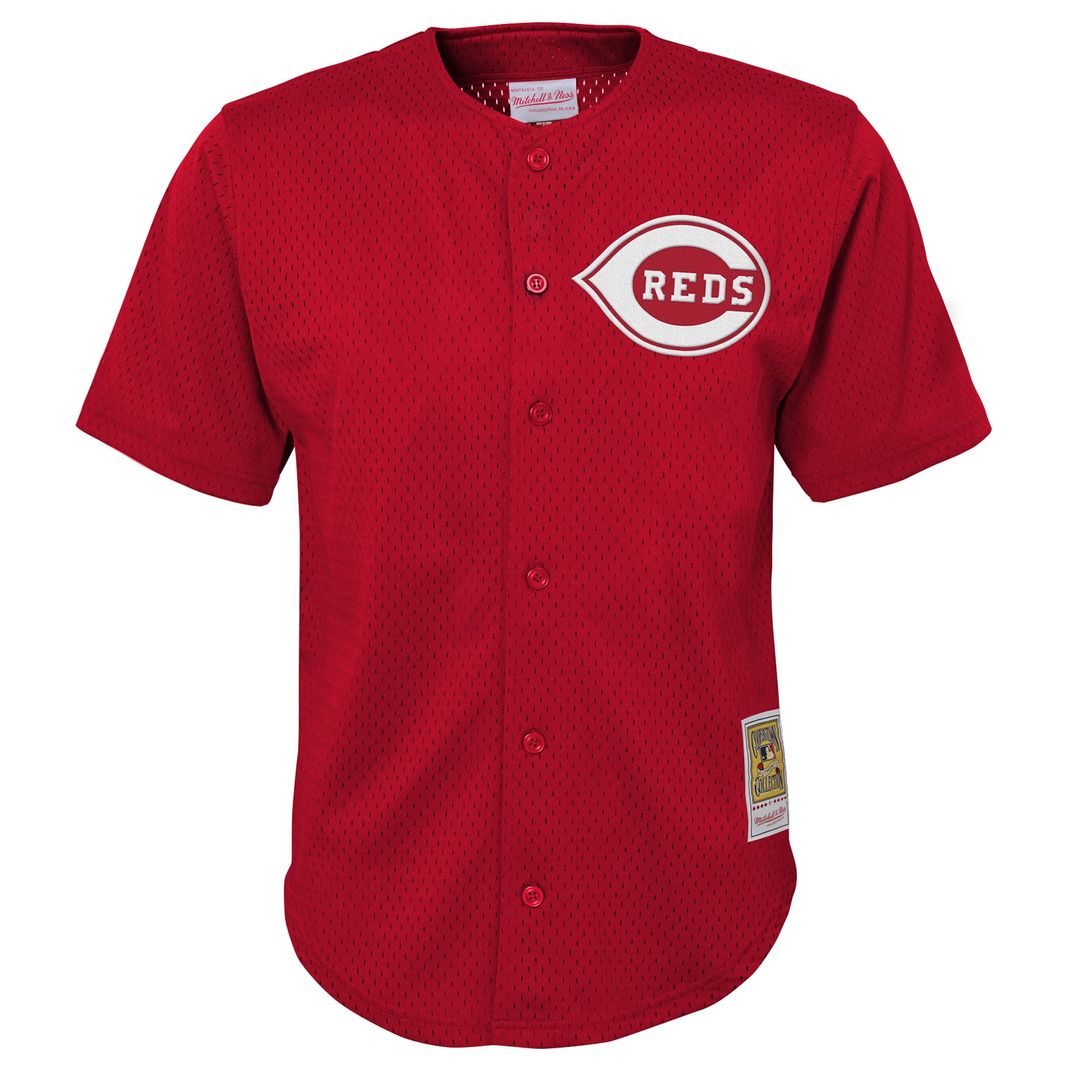 Deion Sanders Cincinnati Reds Mitchell & Ness Youth Cooperstown Mesh Batting Practice Jersey - Red | MLB Fan Gear