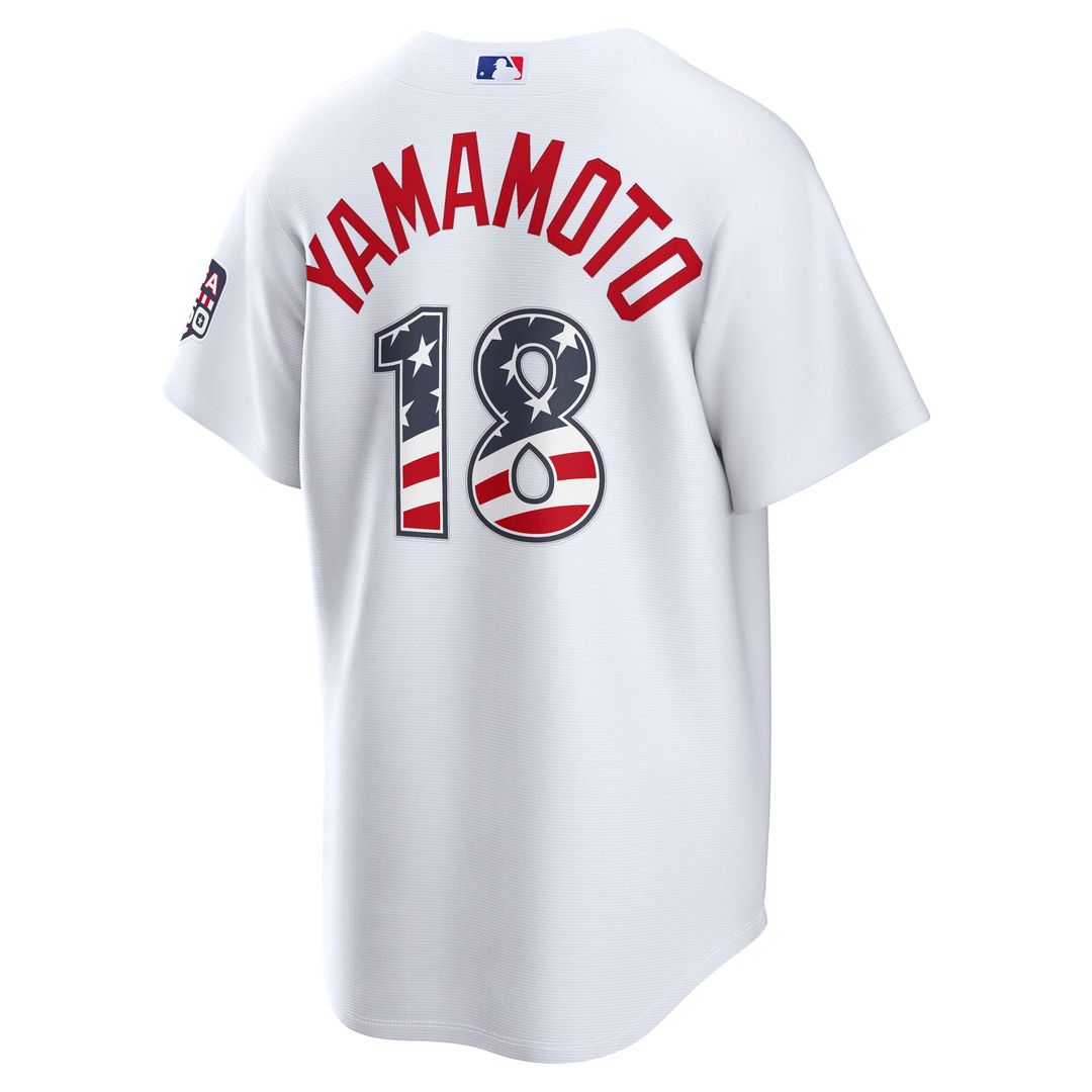 Yoshinobu Yamamoto Los Angeles Dodgers Nike USA 250 Fourth of July Home Stadium Jersey - White | MLB Fan Gear