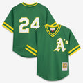 Rickey Henderson Athletics Mitchell & Ness Youth Cooperstown Collection Mesh Batting Practice Jersey - Green | MLB Fan Gear