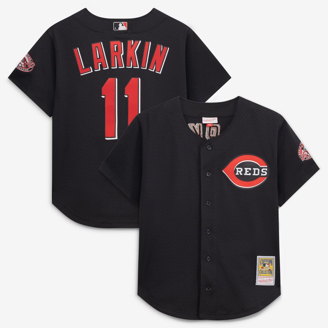 Barry Larkin Cincinnati Reds Mitchell & Ness Throwback Cooperstown Mesh Batting Practice Jersey - Red | MLB Fan Gear