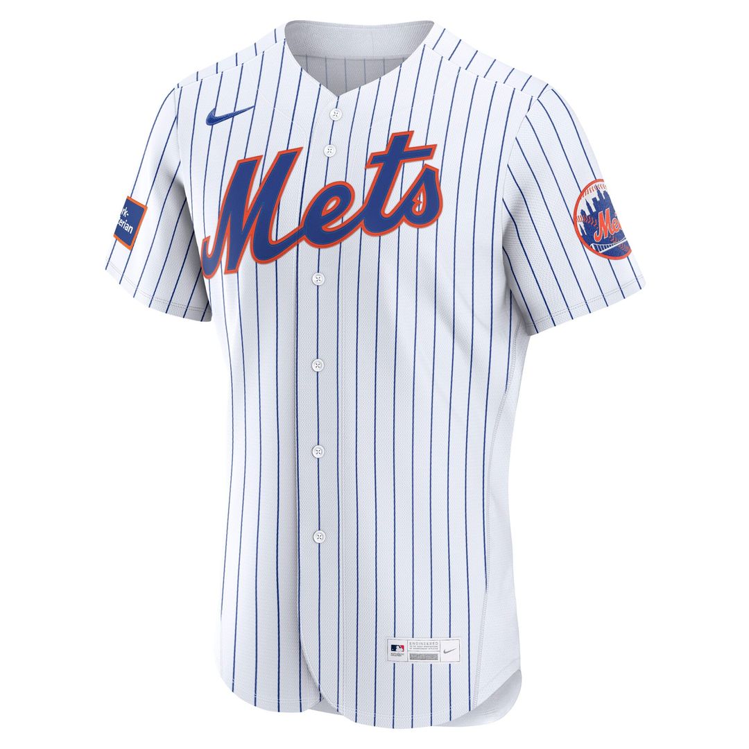 New York Mets Nike Home Sponsor Patch Authentic Jersey - White | MLB Fan Gear