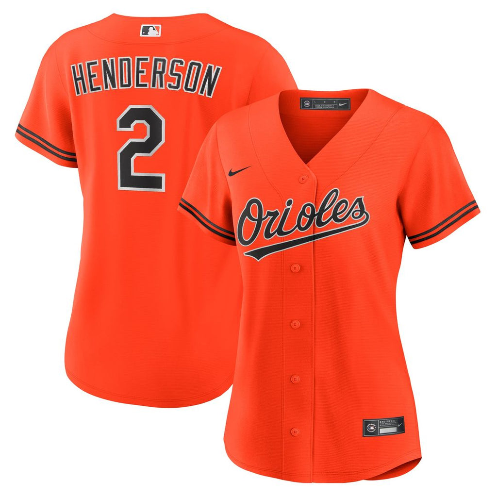 Gunnar Henderson Baltimore Orioles Nike Women's Alternate 2 Replica Jersey - Orange | MLB Fan Gear