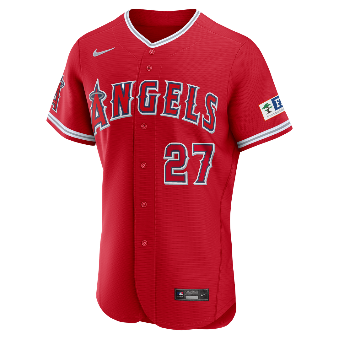 Mike Trout Los Angeles Angels Nike Alternate Authentic Sponsor Patch Jersey - Red | MLB Fan Gear