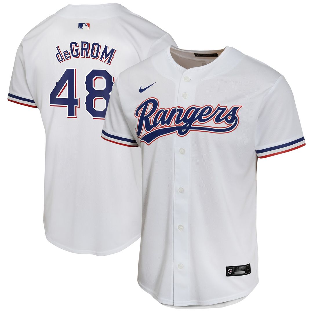 Jacob deGrom Texas Rangers Nike Youth Home Game Player Jersey - White | MLB Fan Gear