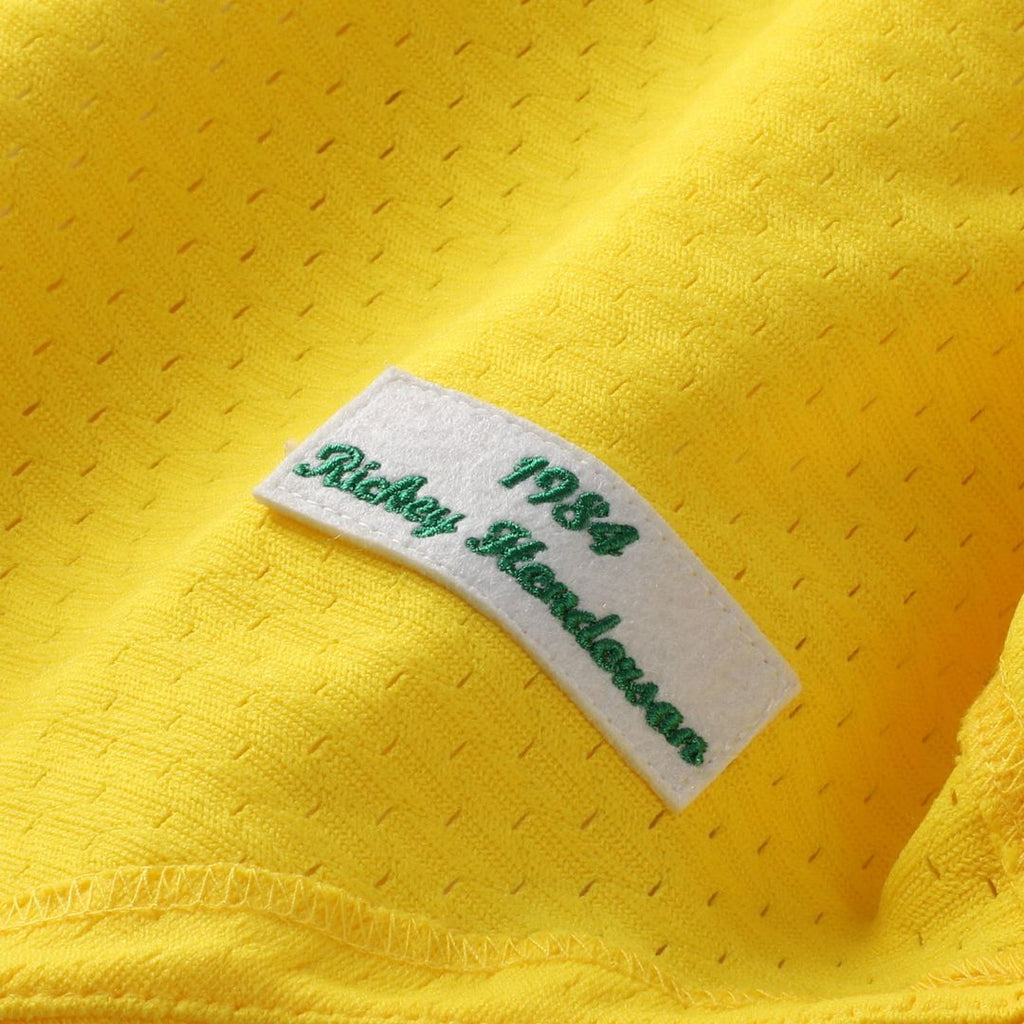 Rickey Henderson Athletics Mitchell & Ness Authentic Batting Practice Jersey - Yellow | MLB Fan Gear