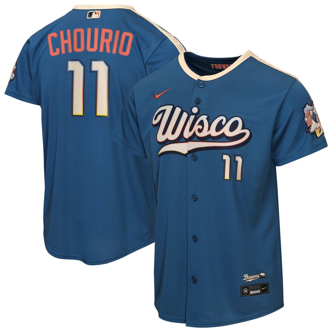 Jackson Chourio Milwaukee Brewers Nike Youth 2026 City Connect Stadium Jersey - Mineral Blue | MLB Fan Gear