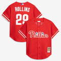 Jimmy Rollins Philadelphia Phillies Mitchell & Ness Cooperstown Mesh Batting Practice Button-Up Jersey - Red | MLB Fan Gear