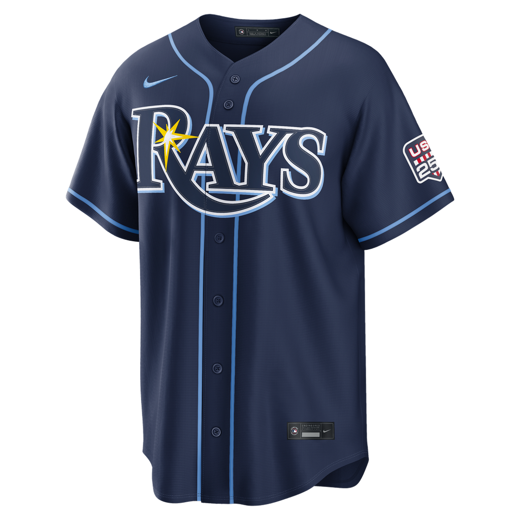 Junior Caminero Tampa Bay Rays Nike USA 250 Fourth of July Road Stadium Jersey - Navy | MLB Fan Gear