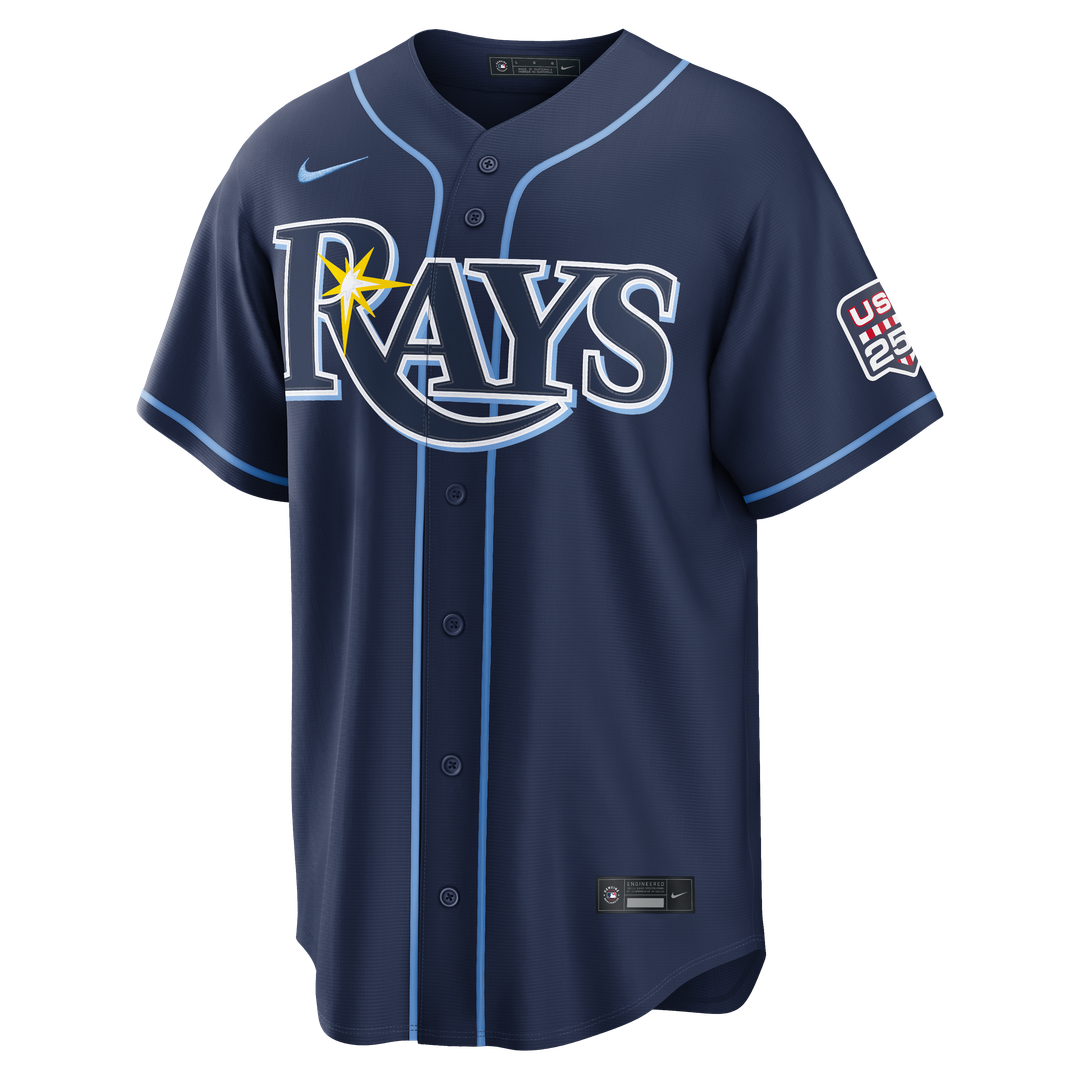 Junior Caminero Tampa Bay Rays Nike USA 250 Fourth of July Road Stadium Jersey - Navy | MLB Fan Gear