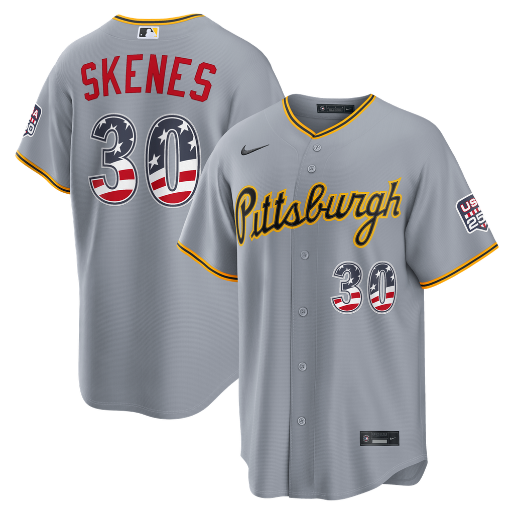 Paul Skenes Pittsburgh Pirates Nike USA 250 Fourth of July Road Stadium Jersey - Gray | MLB Fan Gear