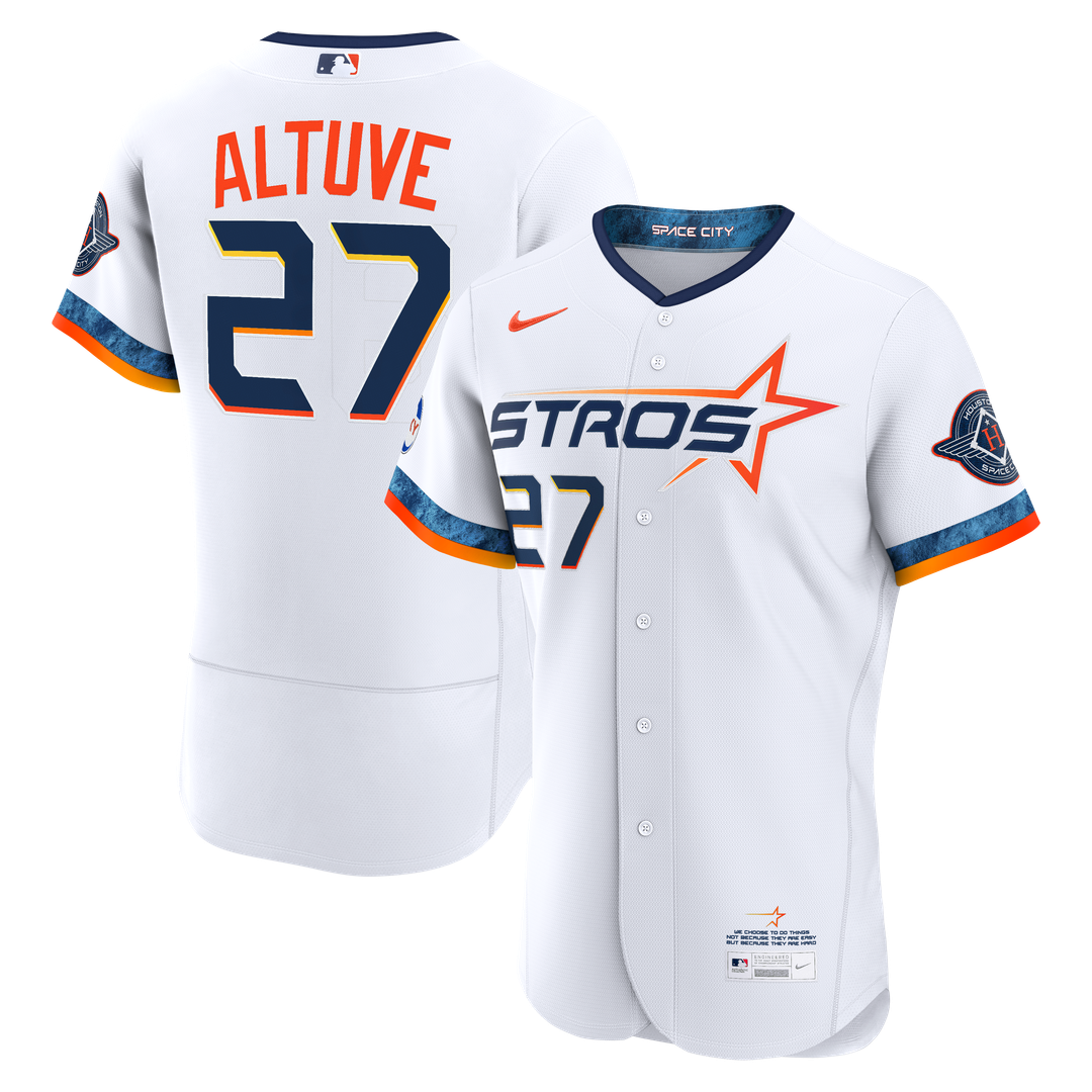 Jose Altuve Houston Astros Nike City Connect Authentic Sponsor Patch Jersey - White | MLB Fan Gear