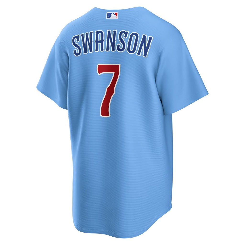 Dansby Swanson Chicago Cubs Nike Alternate Replica Jersey - Light Blue | MLB Fan Gear