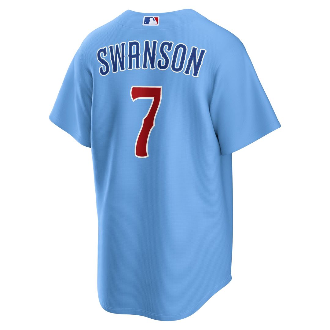 Dansby Swanson Chicago Cubs Nike Alternate Replica Jersey - Light Blue | MLB Fan Gear