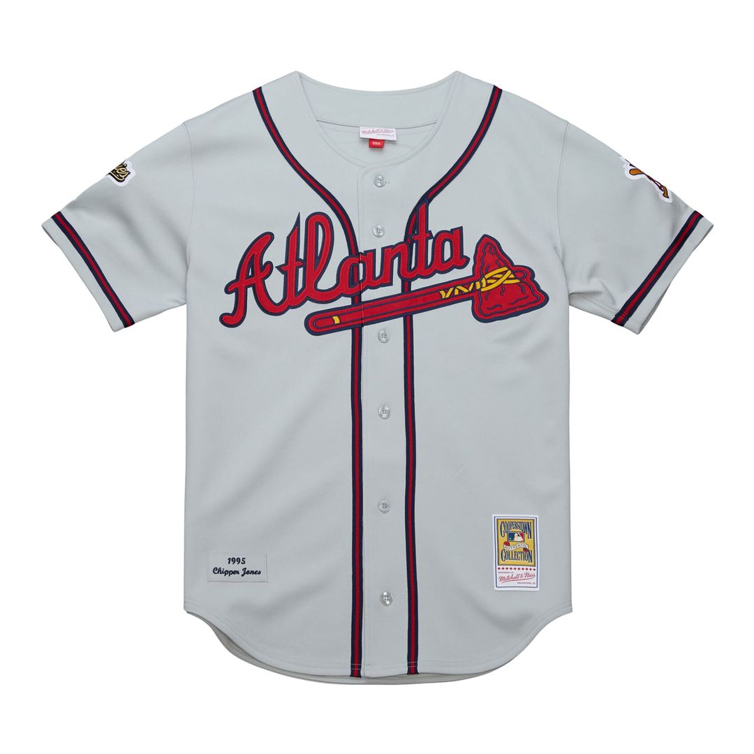 Chipper Jones Atlanta Braves Mitchell & Ness 1995 Throwback Authentic Jersey - Gray | MLB Fan Gear