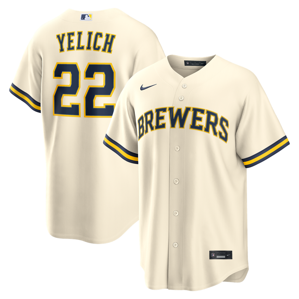 Christian Yelich Milwaukee Brewers Nike Home Replica Jersey - Cream | MLB Fan Gear