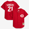 Deion Sanders Cincinnati Reds Mitchell & Ness Cooperstown Mesh Batting Practice Button-Up Jersey - Red | MLB Fan Gear