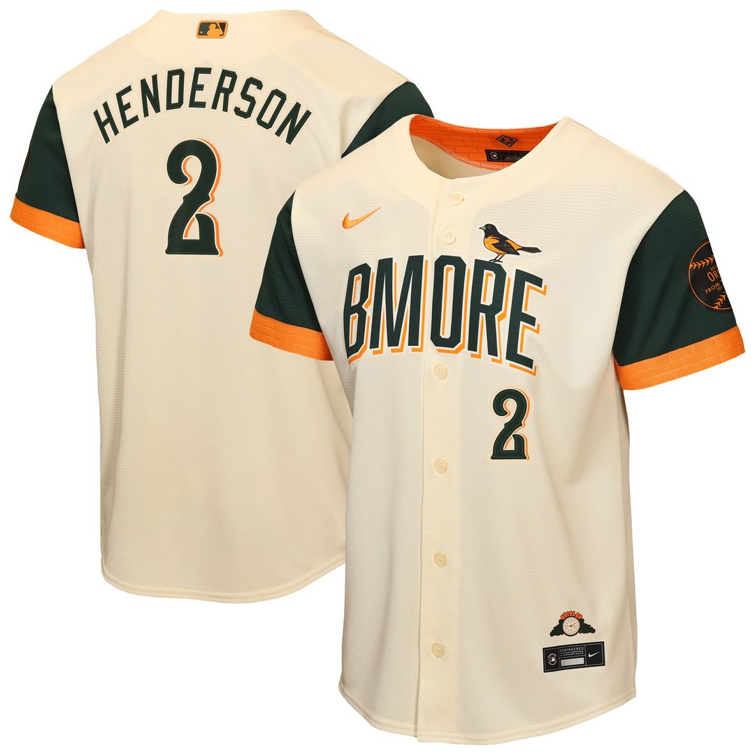 Gunnar Henderson Baltimore Orioles Nike Youth 2026 City Connect Stadium Jersey - Cream | MLB Fan Gear