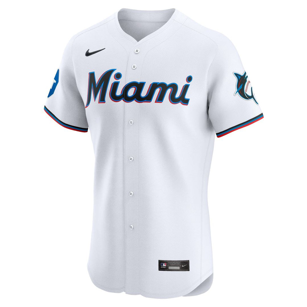 Miami Marlins Nike Home Elite Patch Jersey - White | MLB Fan Gear