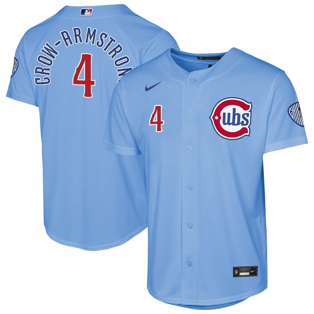 Pete Crow-Armstrong Chicago Cubs Nike Youth Alternate 2 Stadium Jersey - Light Blue | MLB Fan Gear
