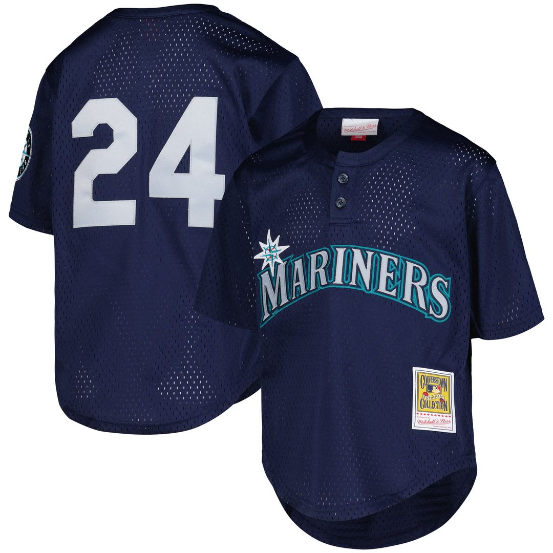 Ken Griffey Jr. Seattle Mariners Mitchell & Ness Youth Cooperstown Collection Mesh Batting Practice Jersey - Navy | MLB Fan Gear