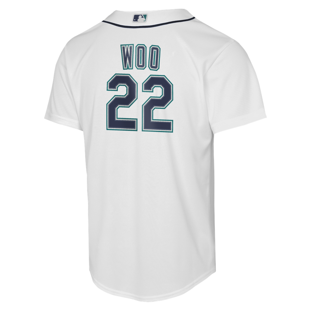 Bryan Woo Seattle Mariners Nike Youth Home Baseline Jersey - White | MLB Fan Gear