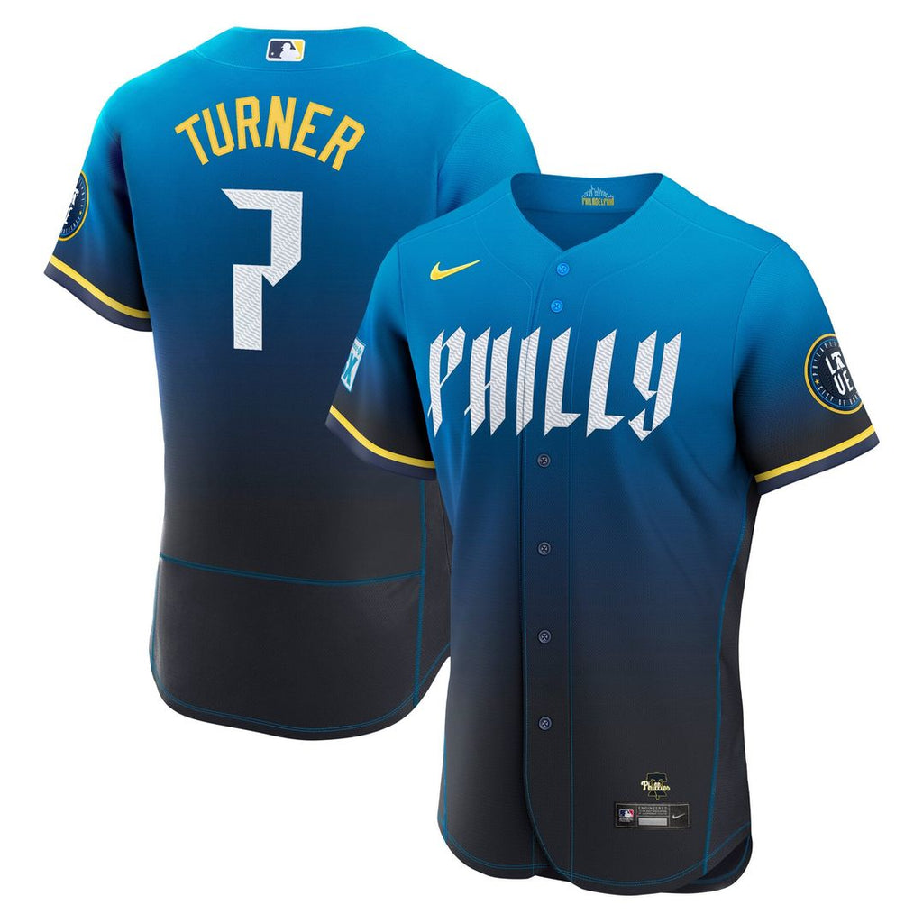 Trea Turner Philadelphia Phillies Nike City Connect Authentic Sponsor Patch Jersey - Navy | MLB Fan Gear