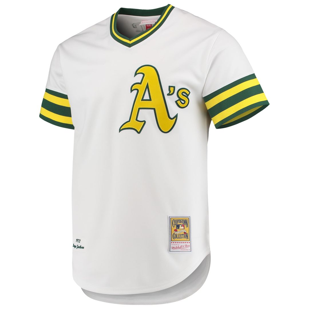 Reggie Jackson Athletics Mitchell & Ness 1972 Cooperstown Collection Authentic Jersey - White | MLB Fan Gear