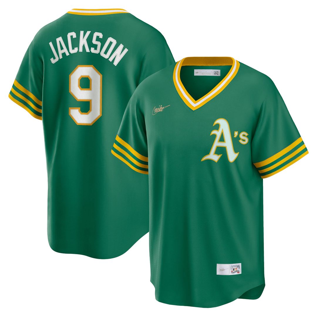 Reggie Jackson Athletics Nike Road Cooperstown Collection Player Jersey - Kelly Green | MLB Fan Gear