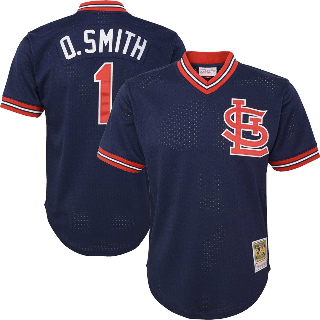 Ozzie Smith St. Louis Cardinals Mitchell & Ness Youth Cooperstown Collection Mesh Batting Practice Jersey - Navy | MLB Fan Gear