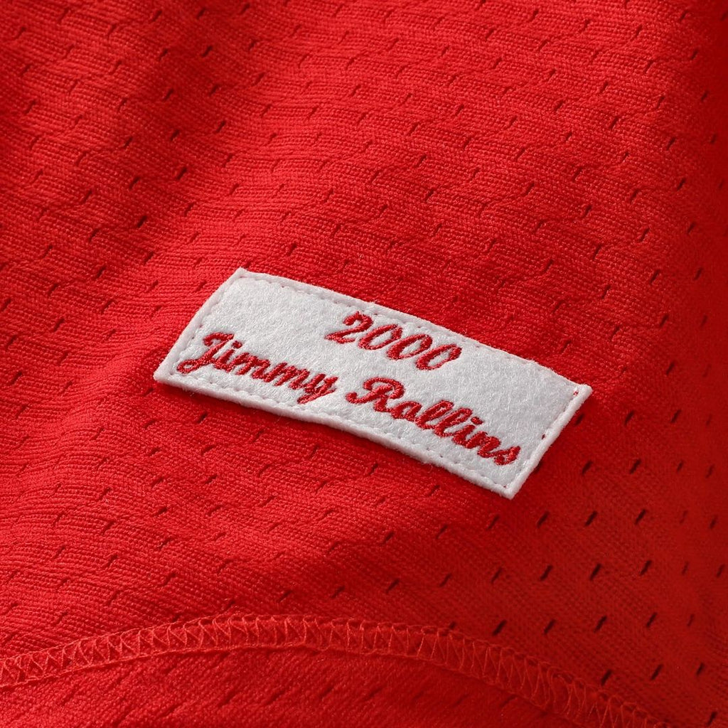 Jimmy Rollins Philadelphia Phillies Mitchell & Ness Cooperstown Mesh Batting Practice Button-Up Jersey - Red | MLB Fan Gear