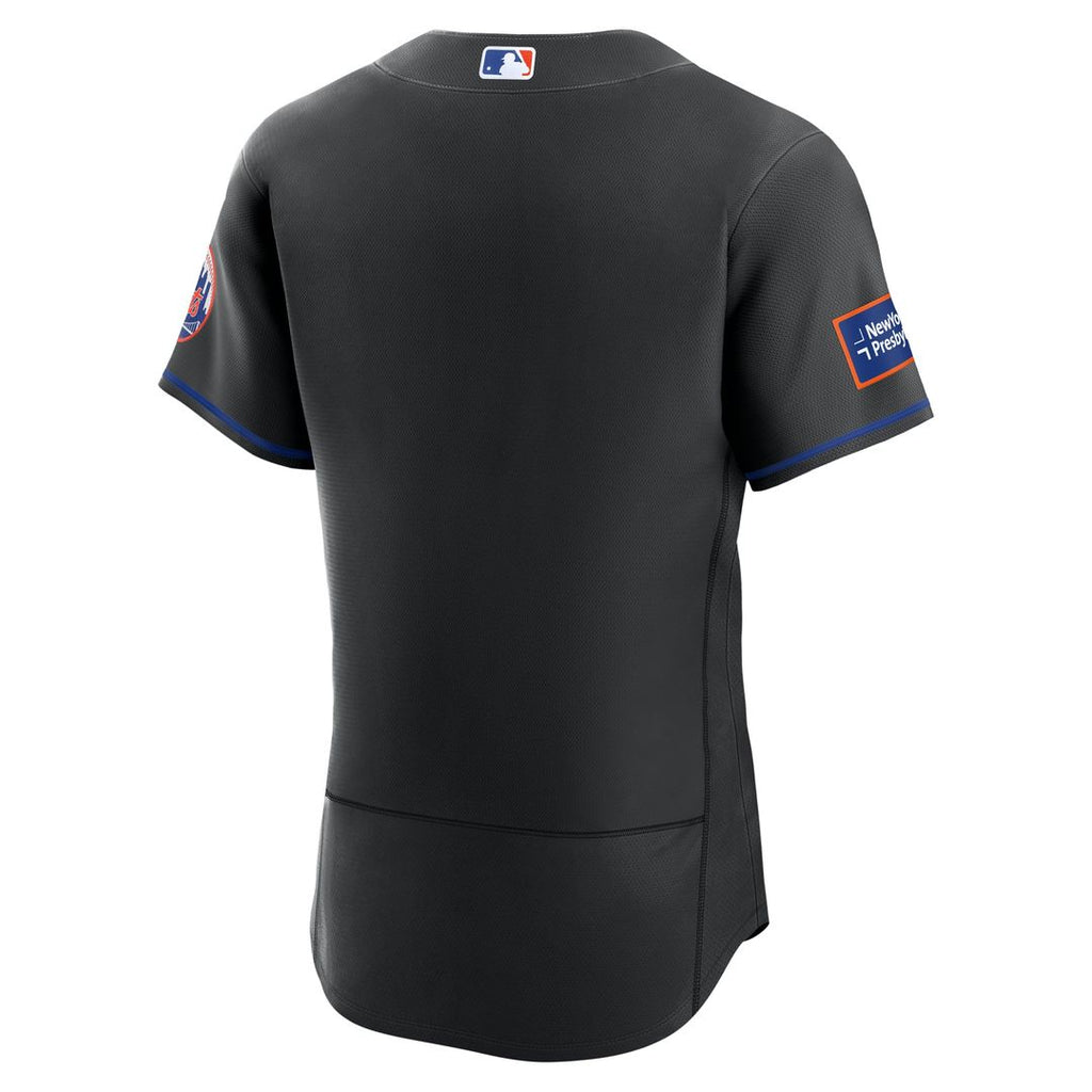 New York Mets Nike Alternate Authentic Sponsor Patch Jersey - Black | MLB Fan Gear