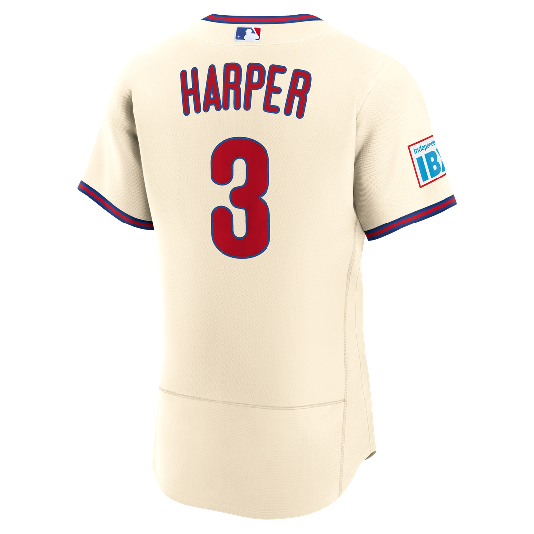 Bryce Harper Philadelphia Phillies Nike Alternate Authentic Sponsor Patch Jersey - Cream | MLB Fan Gear