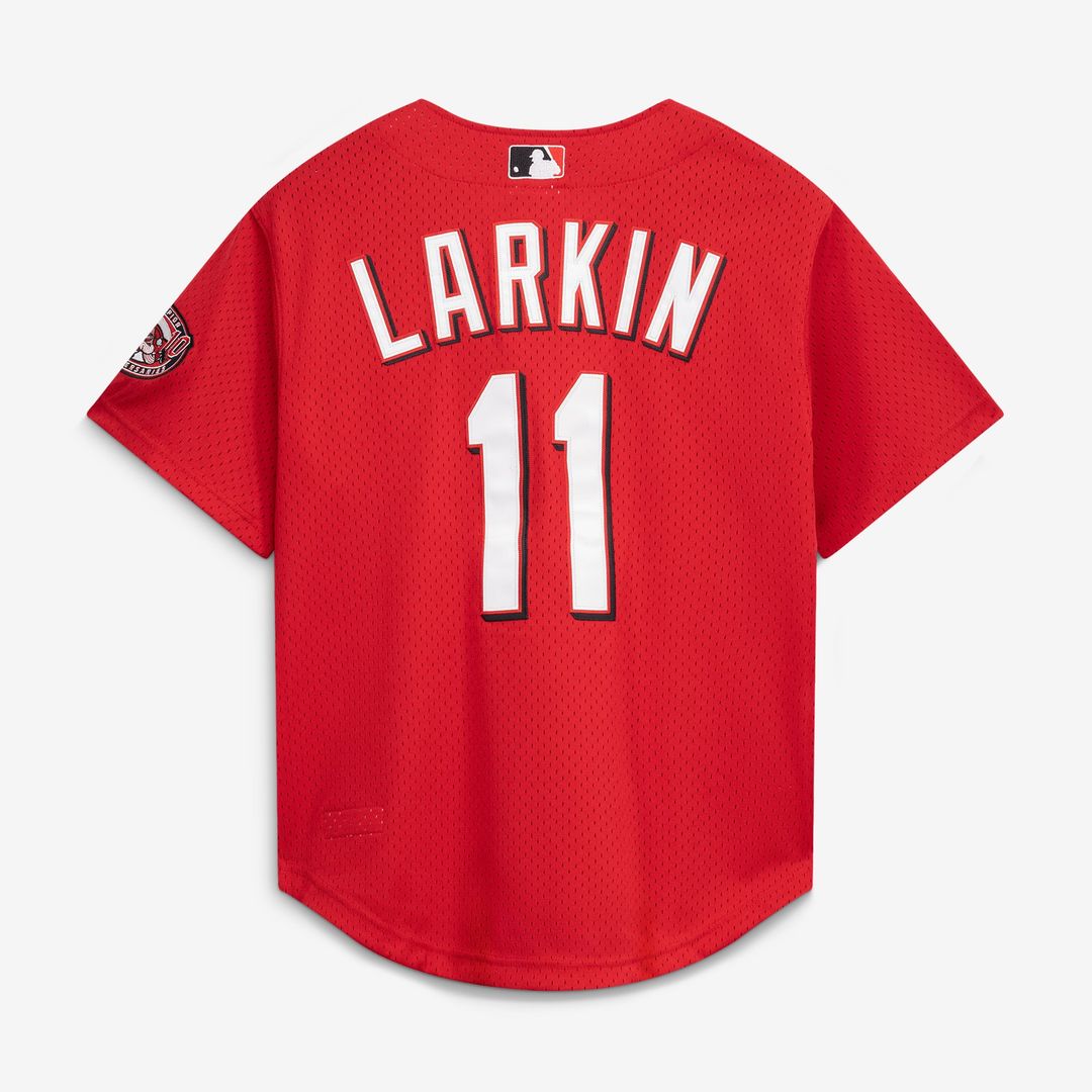 Barry Larkin Cincinnati Reds Mitchell & Ness Throwback Cooperstown Mesh Batting Practice Jersey - Red | MLB Fan Gear