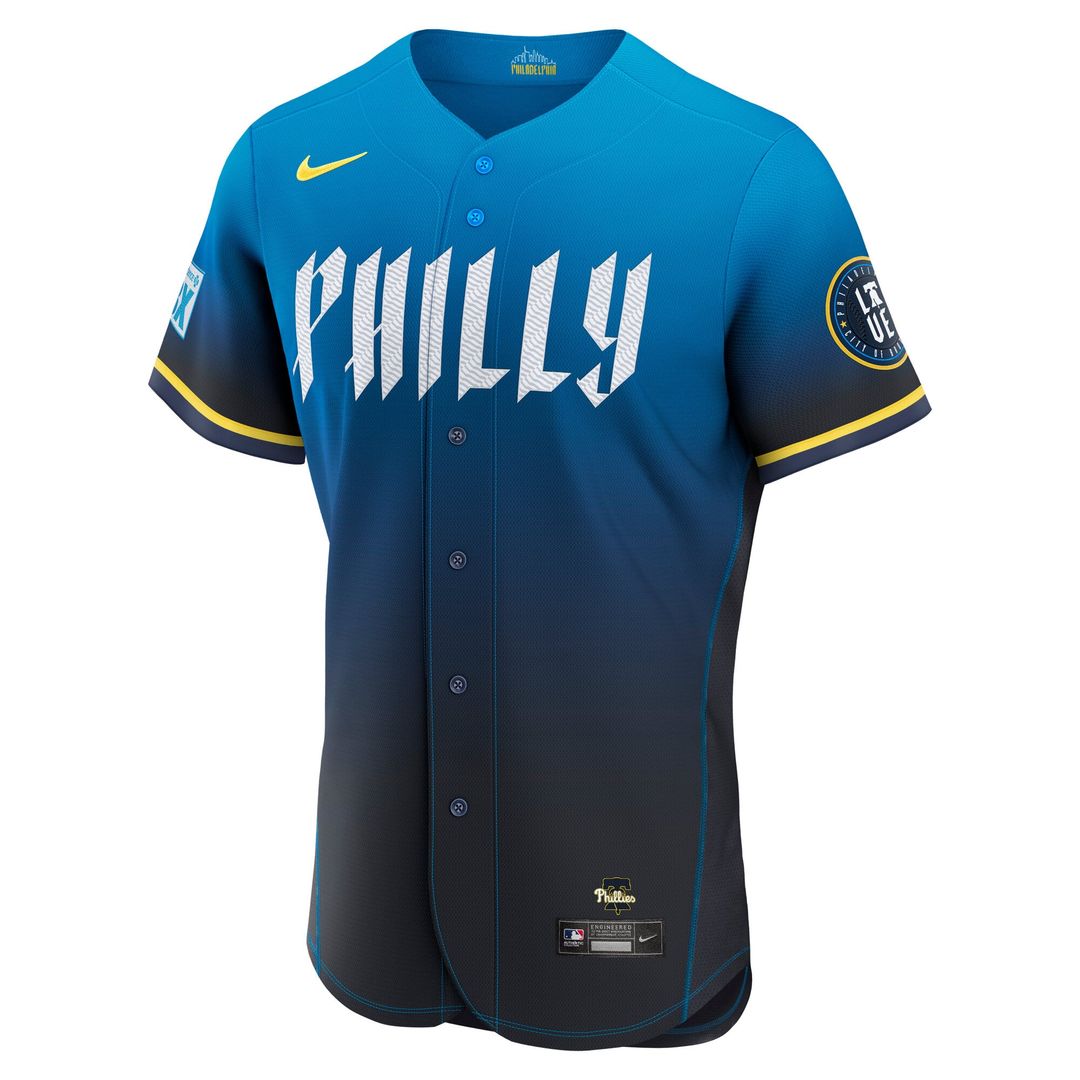 Bryce Harper Philadelphia Phillies Nike City Connect Authentic Sponsor Patch Jersey - Blue | MLB Fan Gear