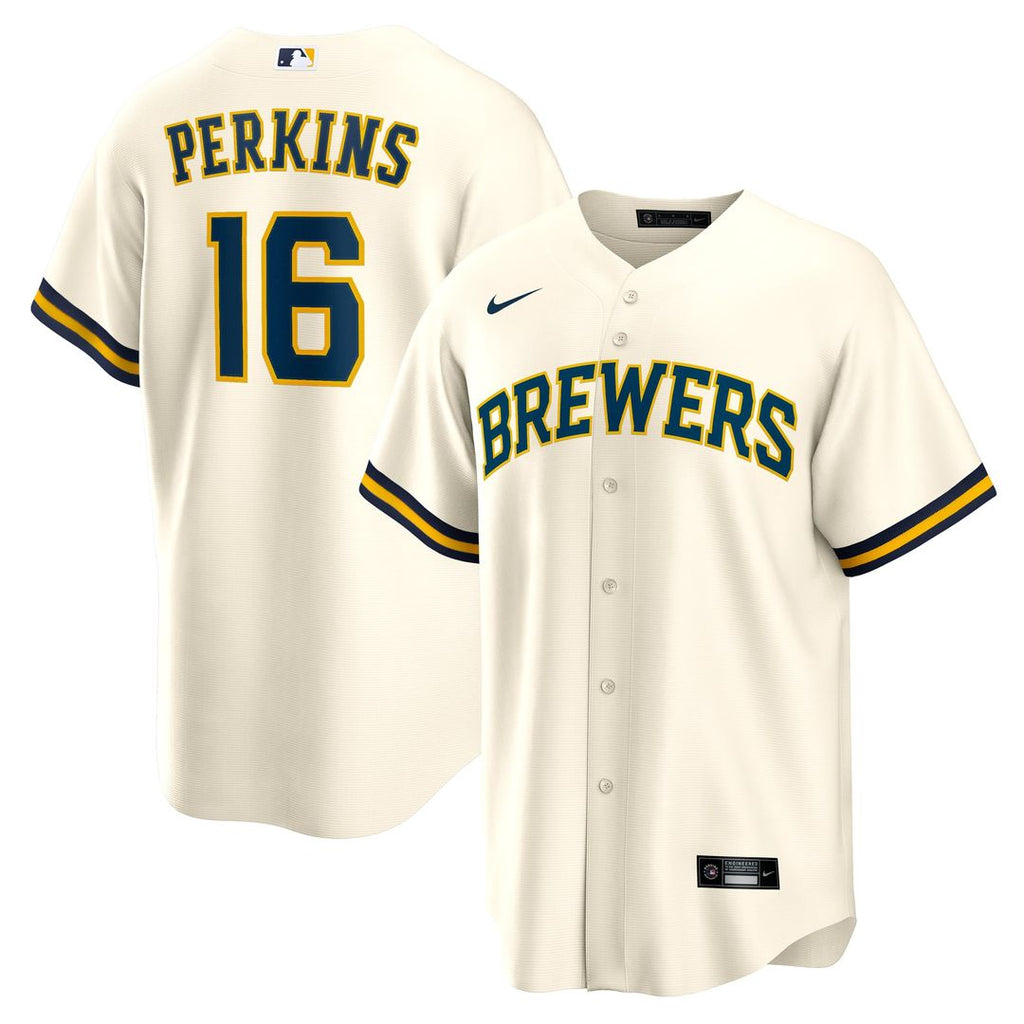 Blake Perkins Milwaukee Brewers Nike Home Replica Jersey - Cream | MLB Fan Gear