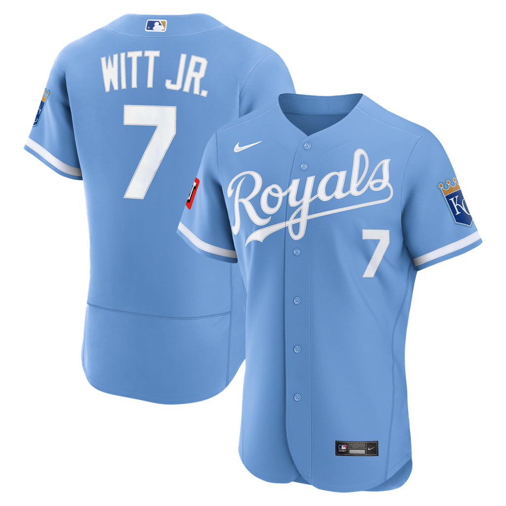 Bobby Witt Jr. Kansas City Royals Nike Alternate Authentic Sponsor Patch Jersey - Light Blue | MLB Fan Gear