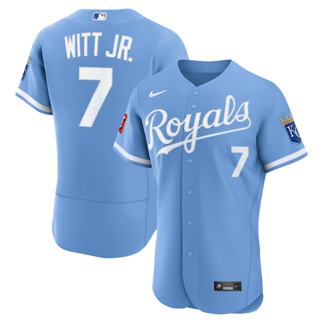 Bobby Witt Jr. Kansas City Royals Nike Alternate Authentic Sponsor Patch Jersey - Light Blue | MLB Fan Gear