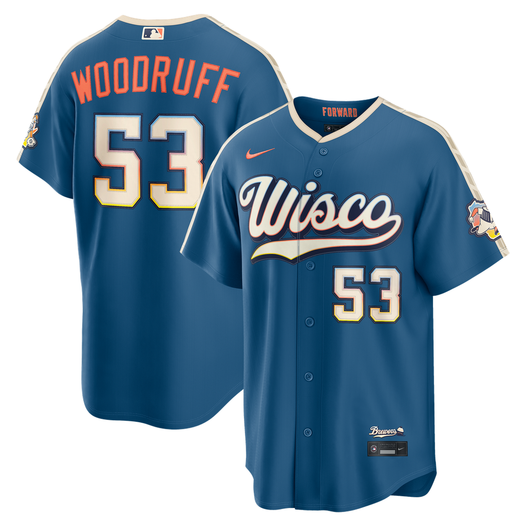 Brandon Woodruff Milwaukee Brewers Nike 2026 City Connect Stadium Jersey - Mineral Blue | MLB Fan Gear