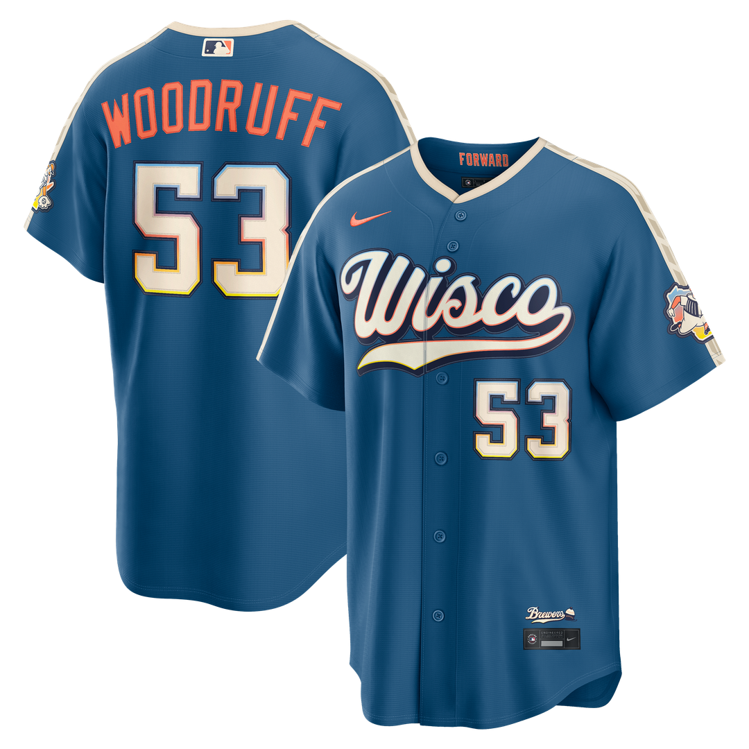 Brandon Woodruff Milwaukee Brewers Nike 2026 City Connect Stadium Jersey - Mineral Blue | MLB Fan Gear
