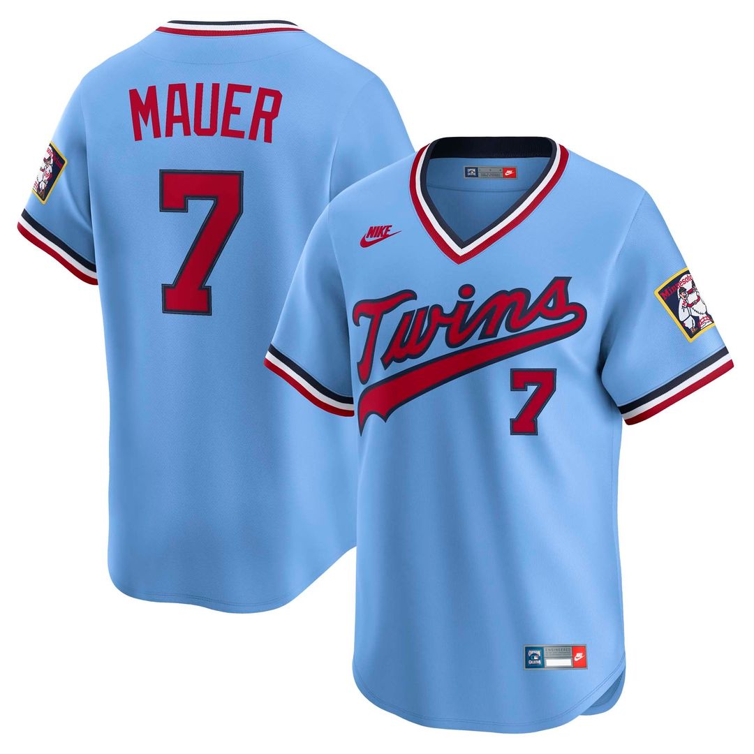 Joe Mauer Minnesota Twins Nike Throwback Cooperstown Collection Limited Jersey - Light Blue | MLB Fan Gear