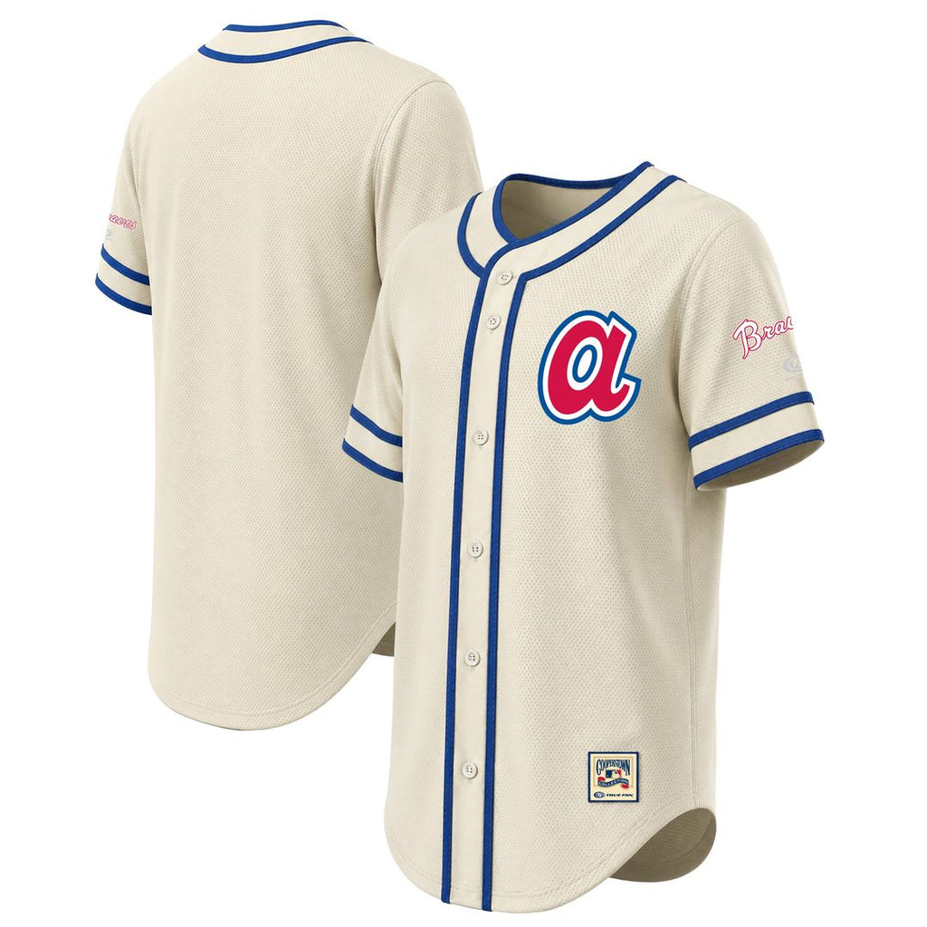 Atlanta Braves Stitches Throwback Fashion Jersey - Natural | MLB Fan Gear